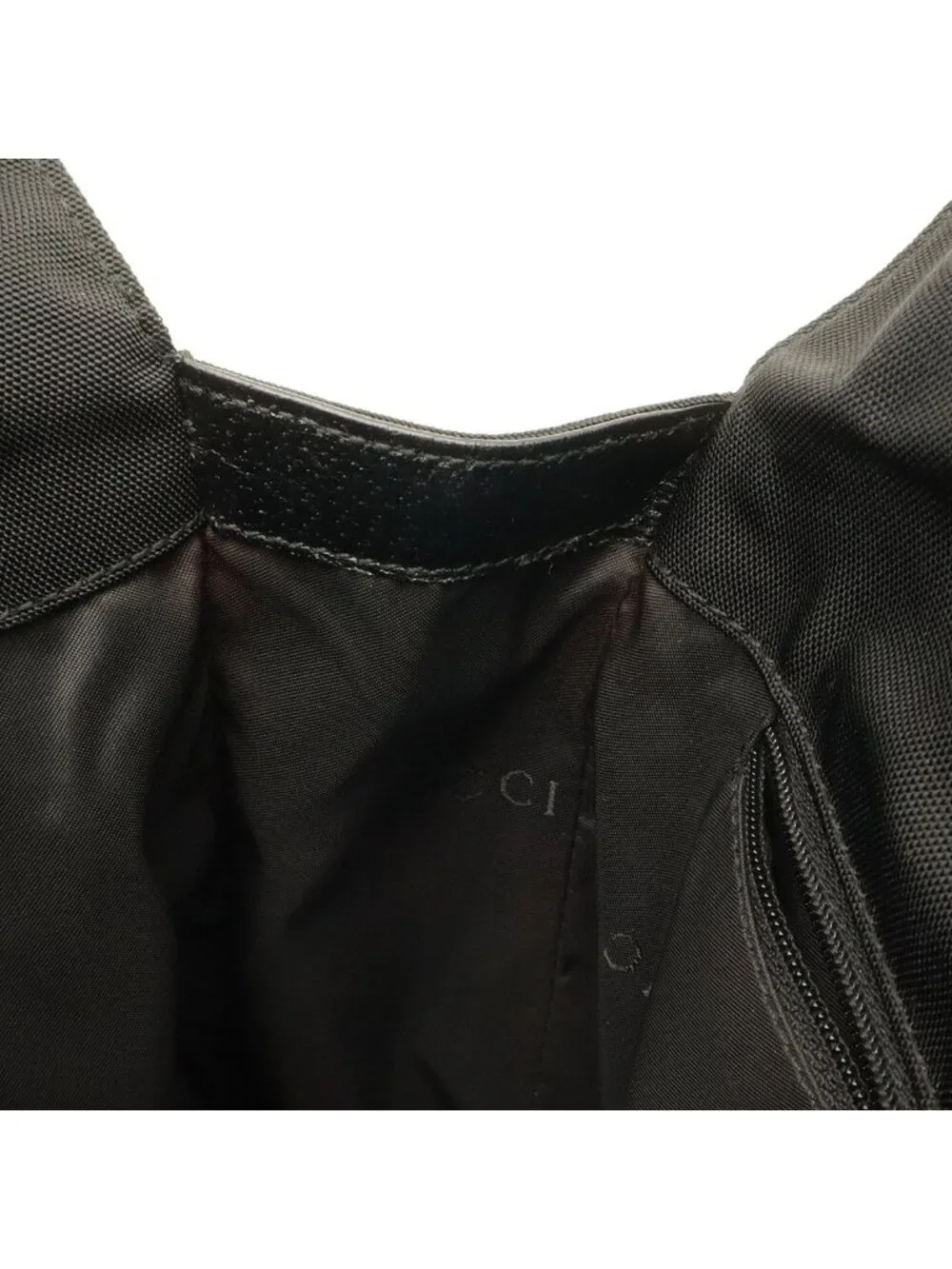 Gucci Jackie Backpack Nylon Leather Black Silver